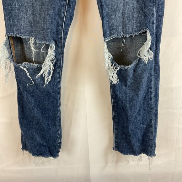L'Agence Jeans 28 Blue Distressed Destroyed Raw Hem Straight Leg - Picture 4 of 10